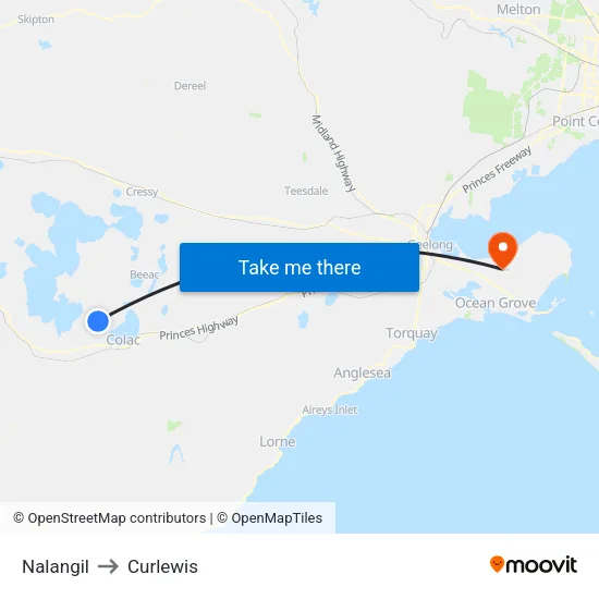 Nalangil to Curlewis map