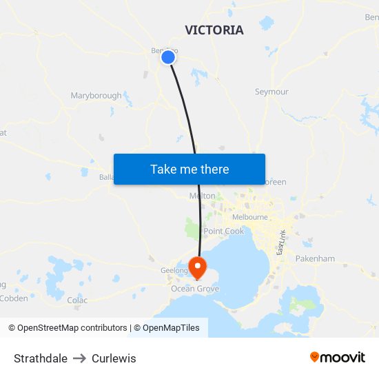 Strathdale to Curlewis map