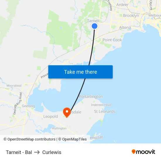 Tarneit - Bal to Curlewis map