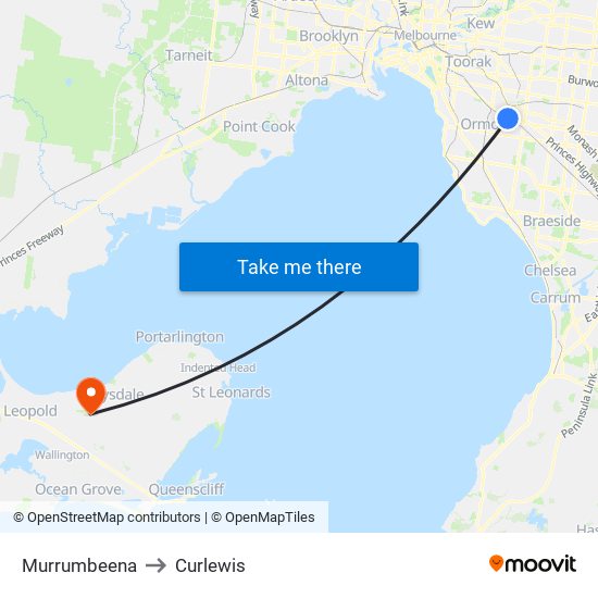 Murrumbeena to Curlewis map