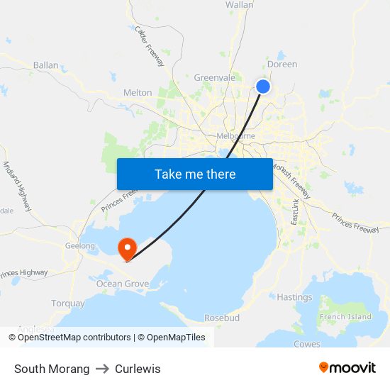 South Morang to Curlewis map