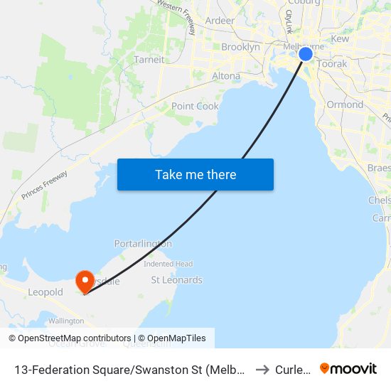 13-Federation Square/Swanston St (Melbourne City) to Curlewis map
