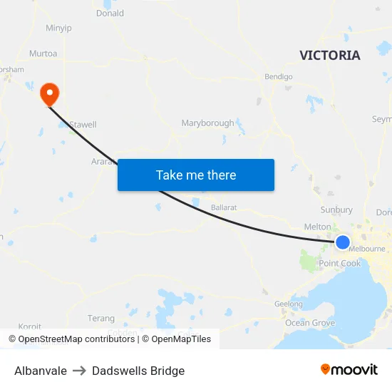 Albanvale to Dadswells Bridge map