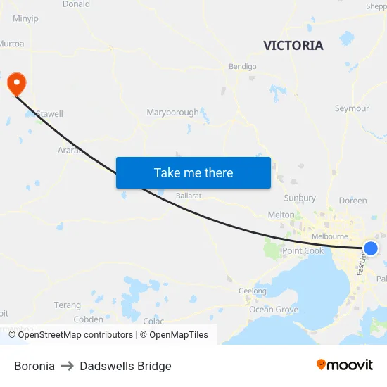 Boronia to Dadswells Bridge map