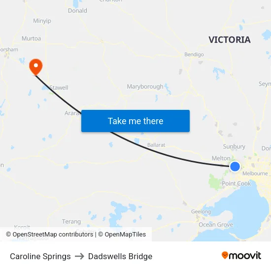 Caroline Springs to Dadswells Bridge map