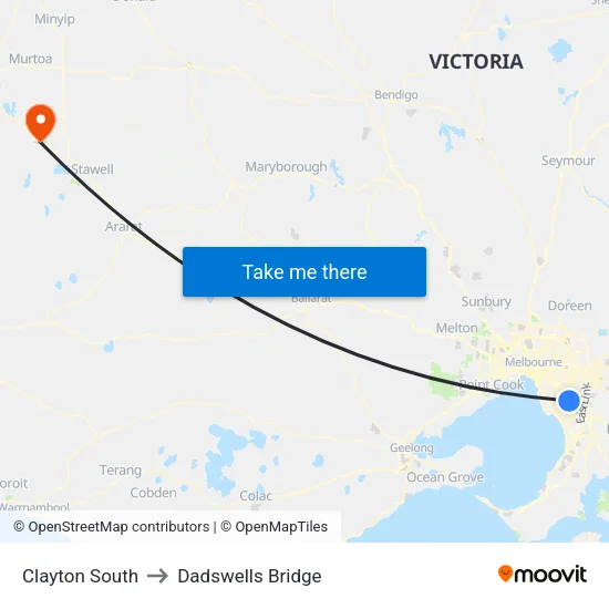 Clayton South to Dadswells Bridge map