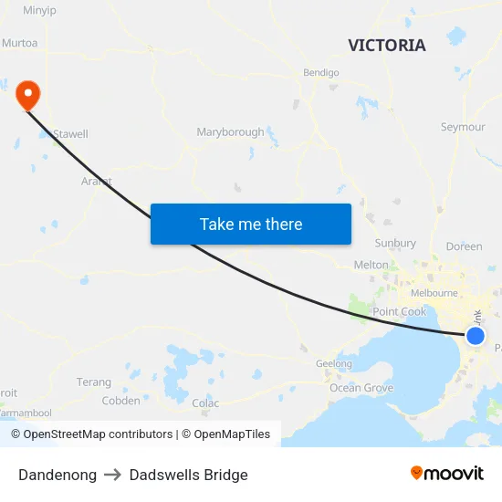 Dandenong to Dadswells Bridge map