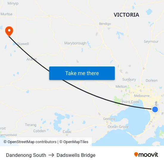 Dandenong South to Dadswells Bridge map