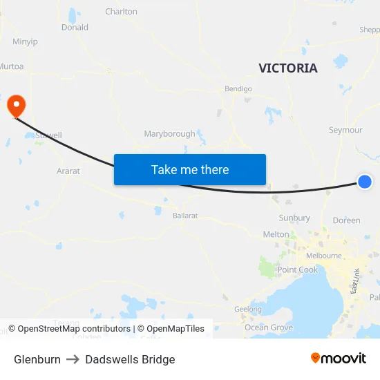 Glenburn to Dadswells Bridge map