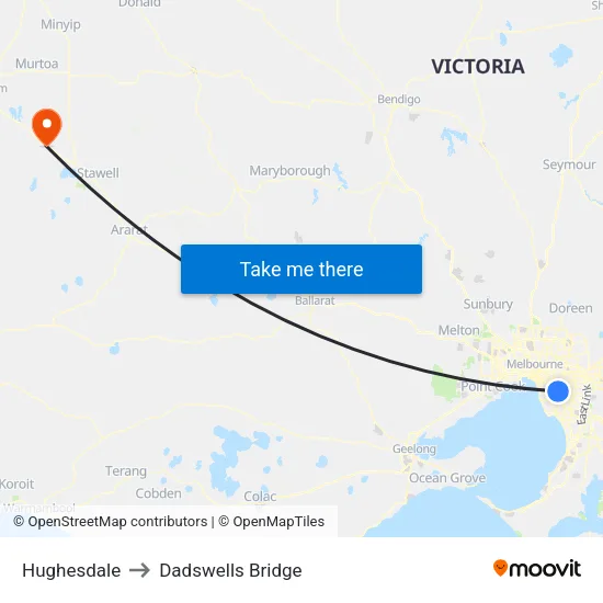 Hughesdale to Dadswells Bridge map