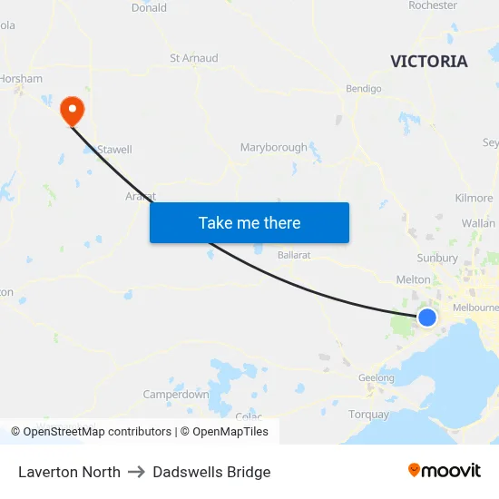 Laverton North to Dadswells Bridge map