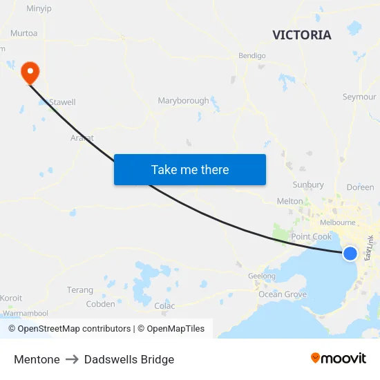 Mentone to Dadswells Bridge map
