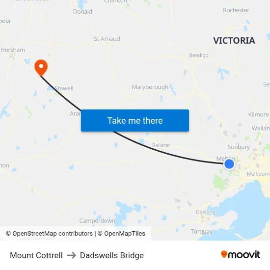 Mount Cottrell to Dadswells Bridge map