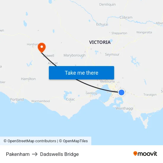 Pakenham to Dadswells Bridge map