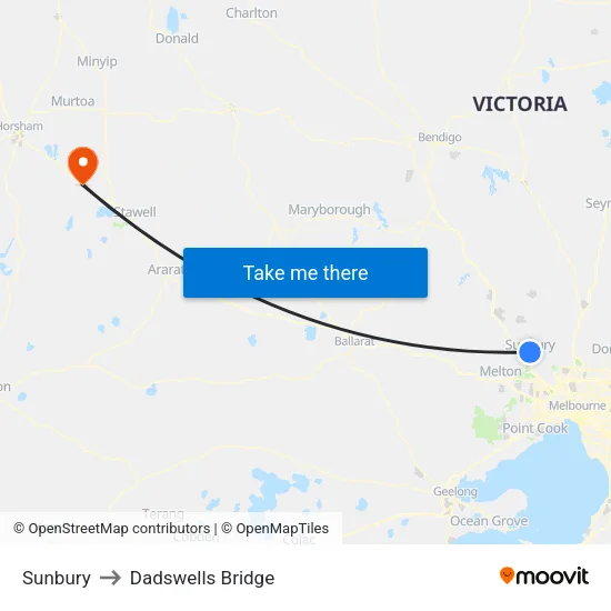 Sunbury to Dadswells Bridge map