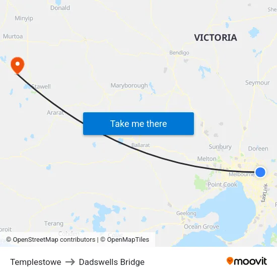 Templestowe to Dadswells Bridge map