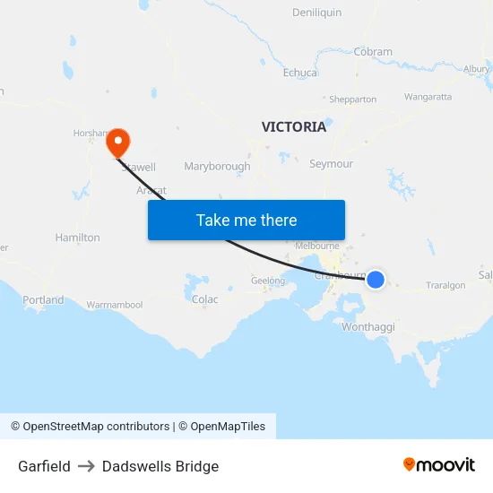 Garfield to Dadswells Bridge map