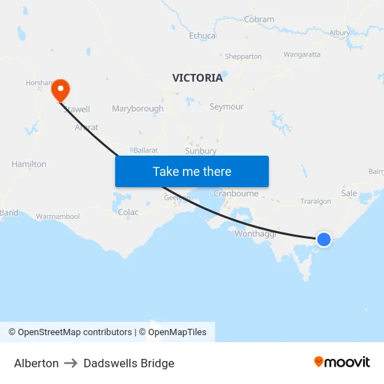 Alberton to Dadswells Bridge map