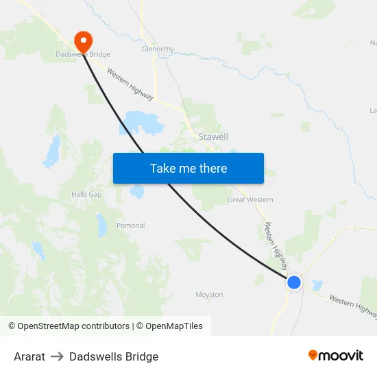 Ararat to Dadswells Bridge map