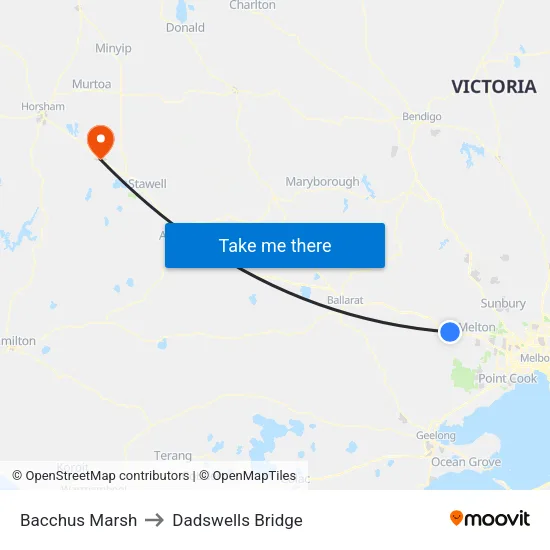 Bacchus Marsh to Dadswells Bridge map