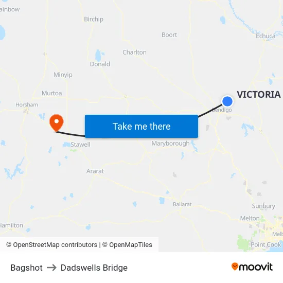 Bagshot to Dadswells Bridge map