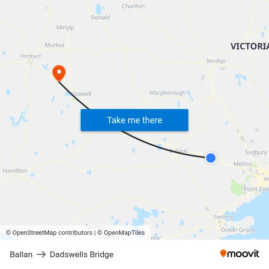 Ballan to Dadswells Bridge map