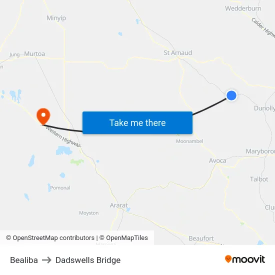 Bealiba to Dadswells Bridge map