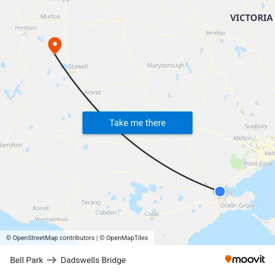 Bell Park to Dadswells Bridge map