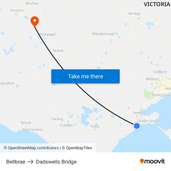 Bellbrae to Dadswells Bridge map