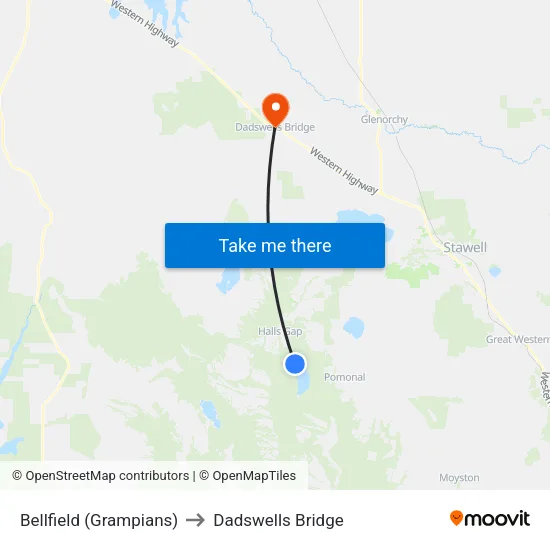 Bellfield (Grampians) to Dadswells Bridge map