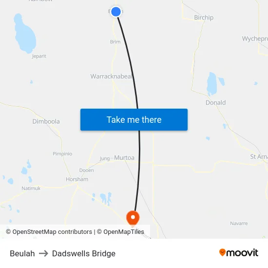 Beulah to Dadswells Bridge map