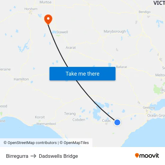 Birregurra to Dadswells Bridge map