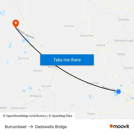Burrumbeet to Dadswells Bridge map