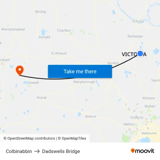 Colbinabbin to Dadswells Bridge map