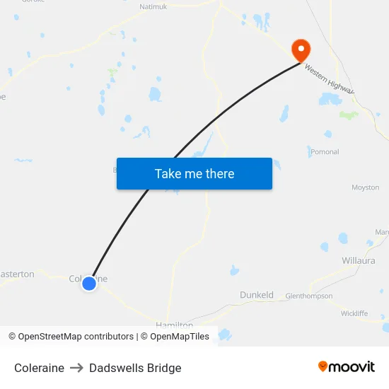 Coleraine to Dadswells Bridge map