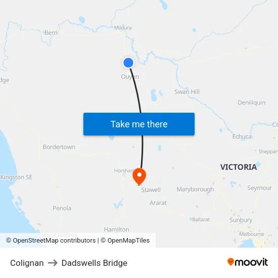 Colignan to Dadswells Bridge map