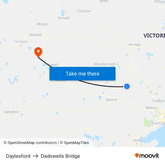 Daylesford to Dadswells Bridge map