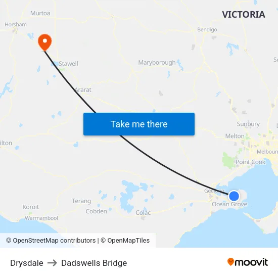 Drysdale to Dadswells Bridge map