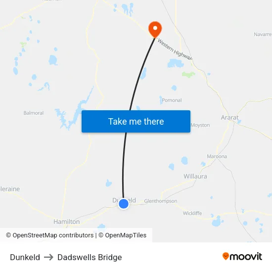 Dunkeld to Dadswells Bridge map