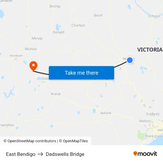 East Bendigo to Dadswells Bridge map