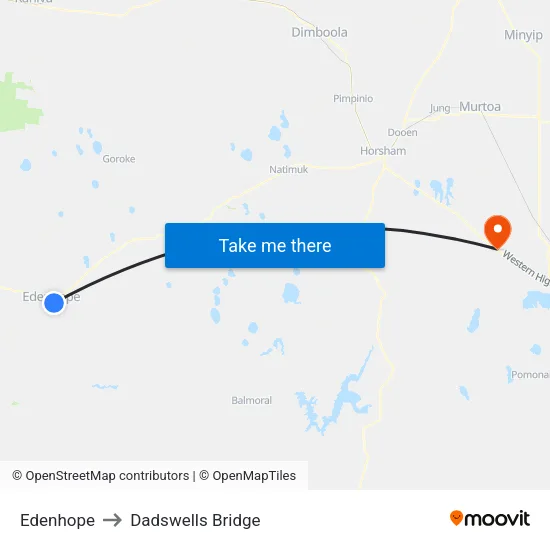 Edenhope to Dadswells Bridge map