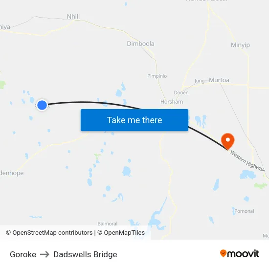 Goroke to Dadswells Bridge map