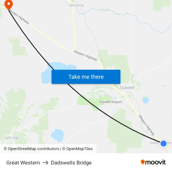 Great Western to Dadswells Bridge map