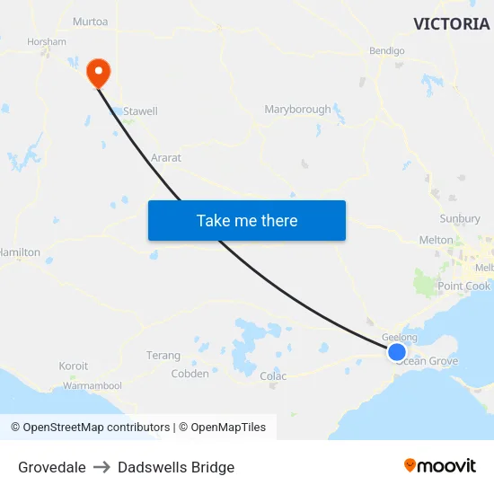 Grovedale to Dadswells Bridge map