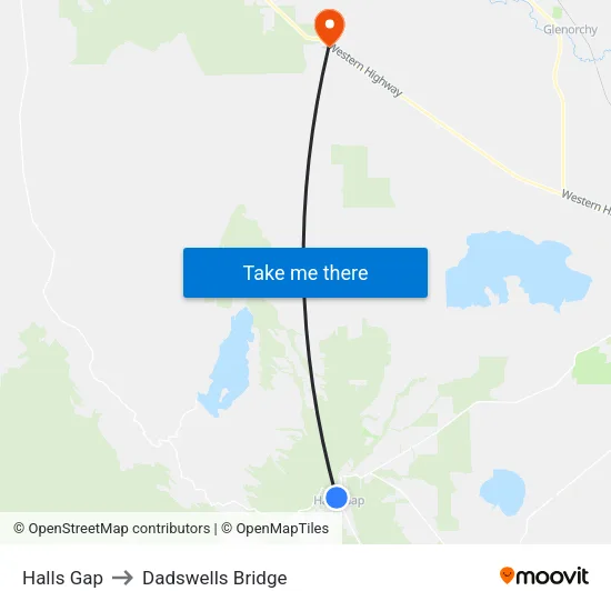 Halls Gap to Dadswells Bridge map
