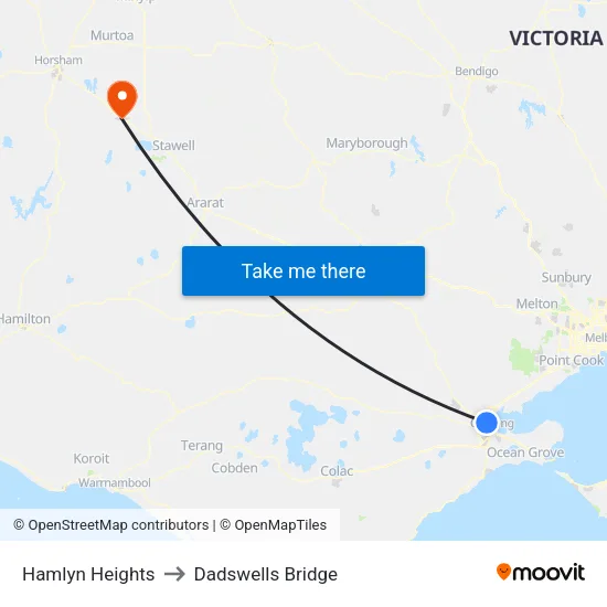 Hamlyn Heights to Dadswells Bridge map