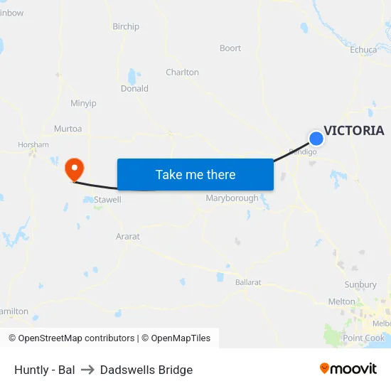 Huntly - Bal to Dadswells Bridge map