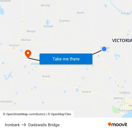 Ironbark to Dadswells Bridge map