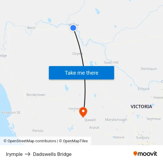 Irymple to Dadswells Bridge map