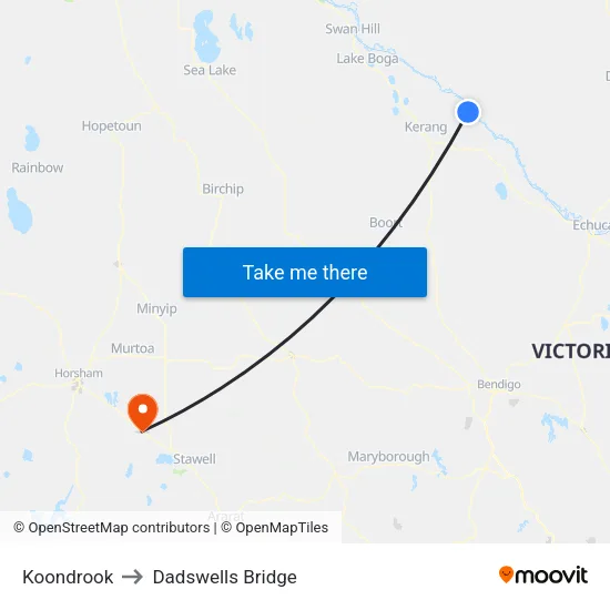 Koondrook to Dadswells Bridge map
